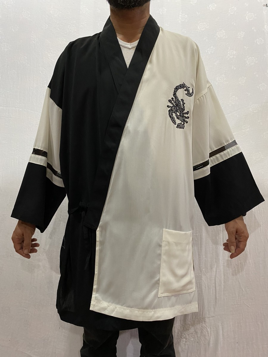 Japanese Brand - Modern Kimono Cardigan Embroidery Scorpion Logo - 11