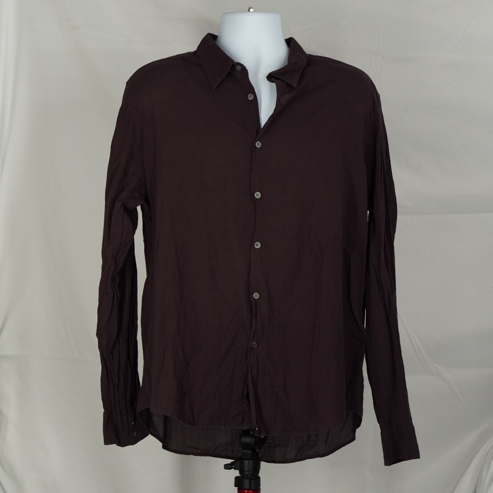 John Varvatos - John Varvatos Star Burgundy Button Up Rounded Hem - 1