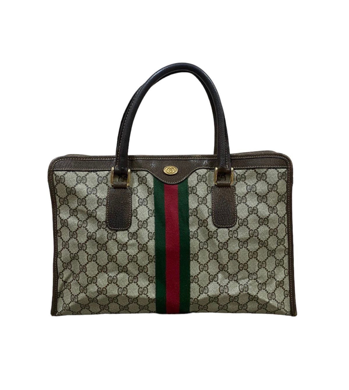 Vtg🔥Authentic Gucci GG Canvas Web Sherry Line Handbag - 1