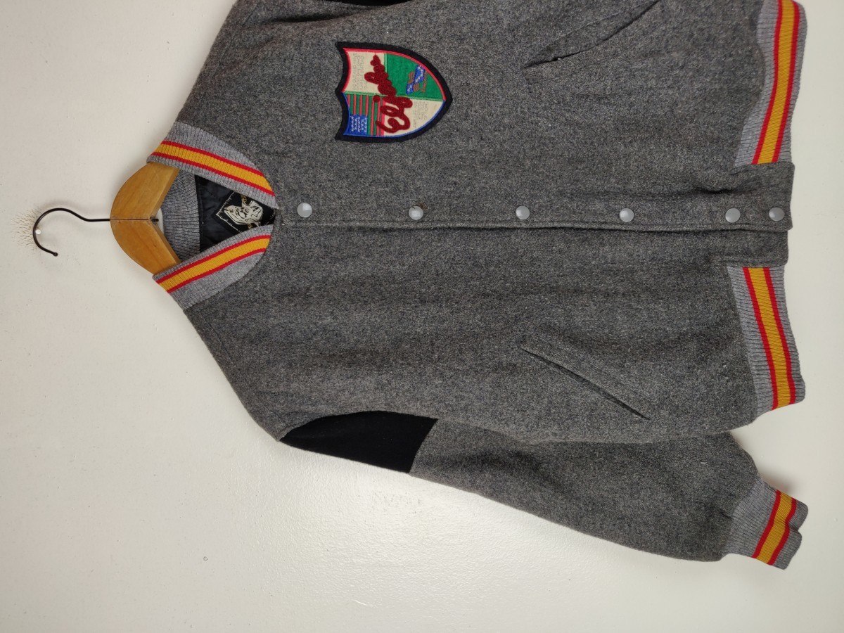 Varsity - Eljohn Classic Grey Wool Jacket Bomber Streetwear - 4