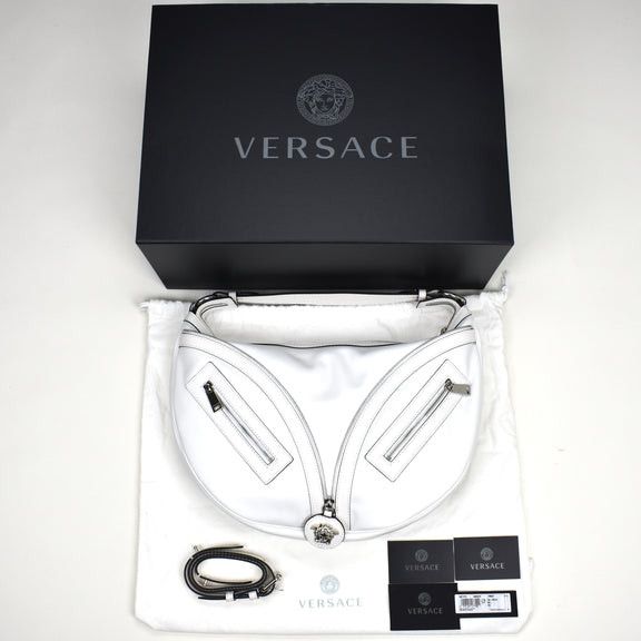 Versace White Leather Medusa Logo Hobo Bag - 2