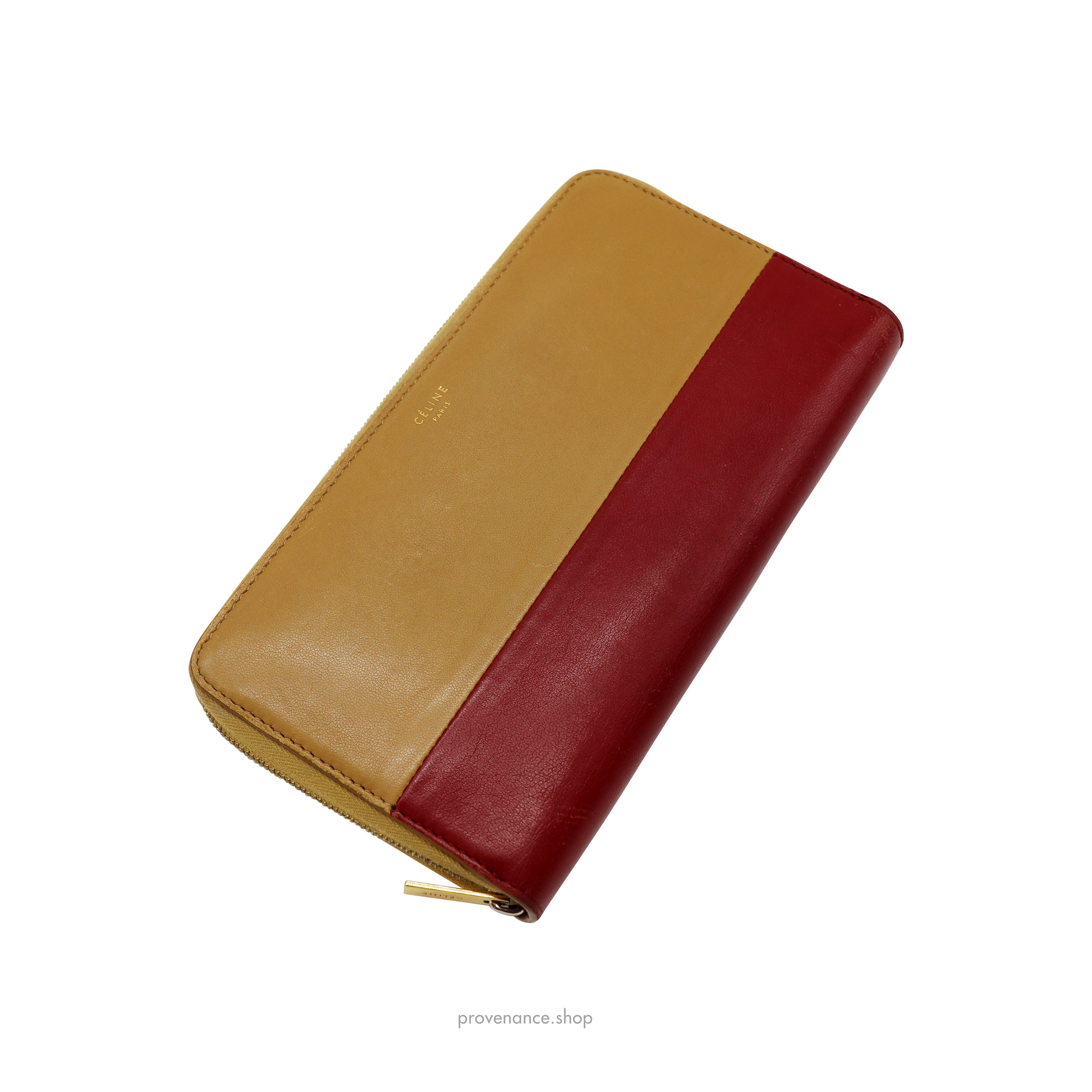 Celine Multifunction Zip Wallet - Tan/Red - 3