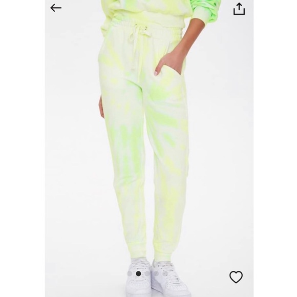 Forever 21 - Neon Yellow + Green Tie Dye Jogger Sweatpants - 1