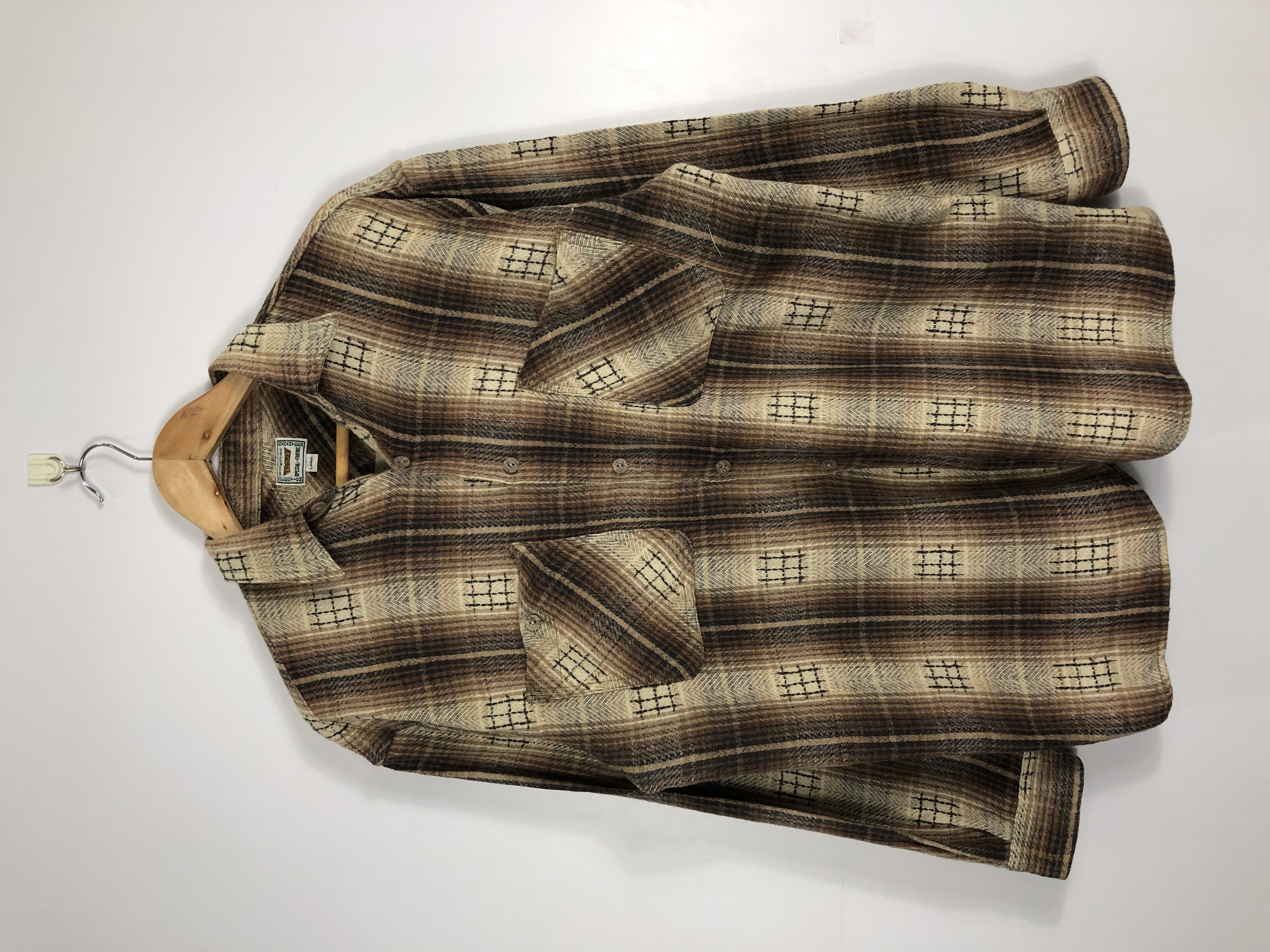 Vintage - Vintage 60s Shadow Plaid Flannel Wool Button Ups - 1