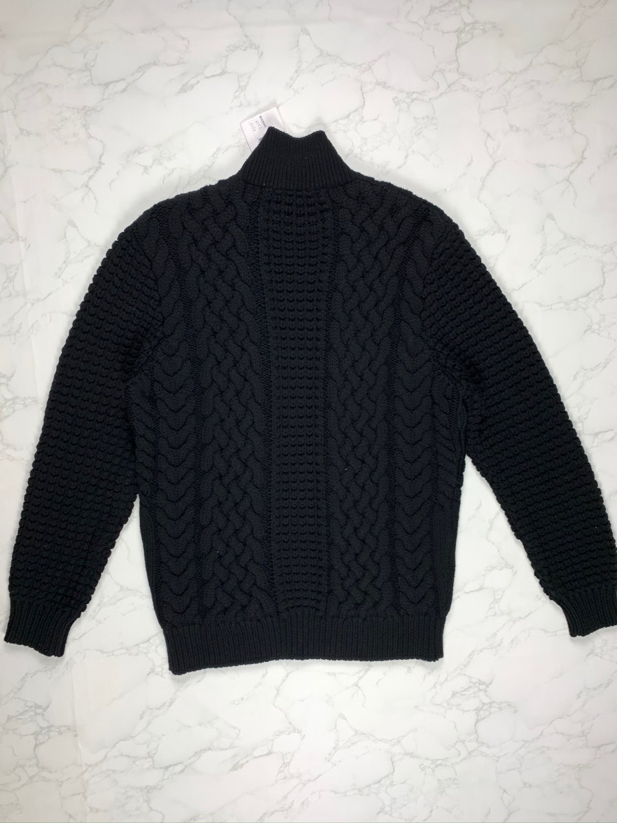 Balmain Black Wool Cable Knit Turtleneck - 8