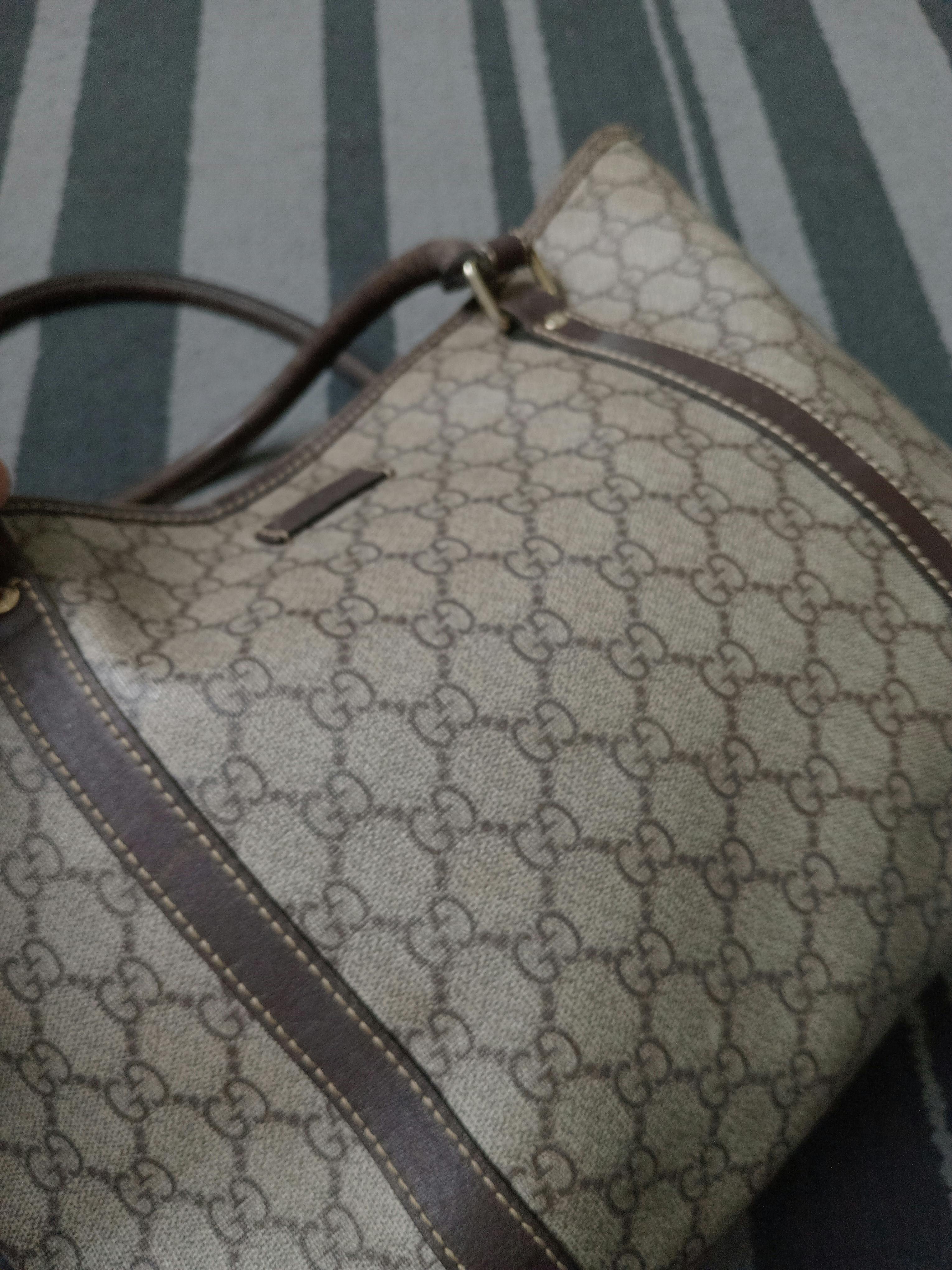 Authentic Gucci GG Canvas Beige Brown Tote Bag - 3