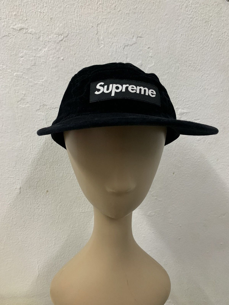 Supreme Box Logo Velour Suede Hat 5 Panel - 1