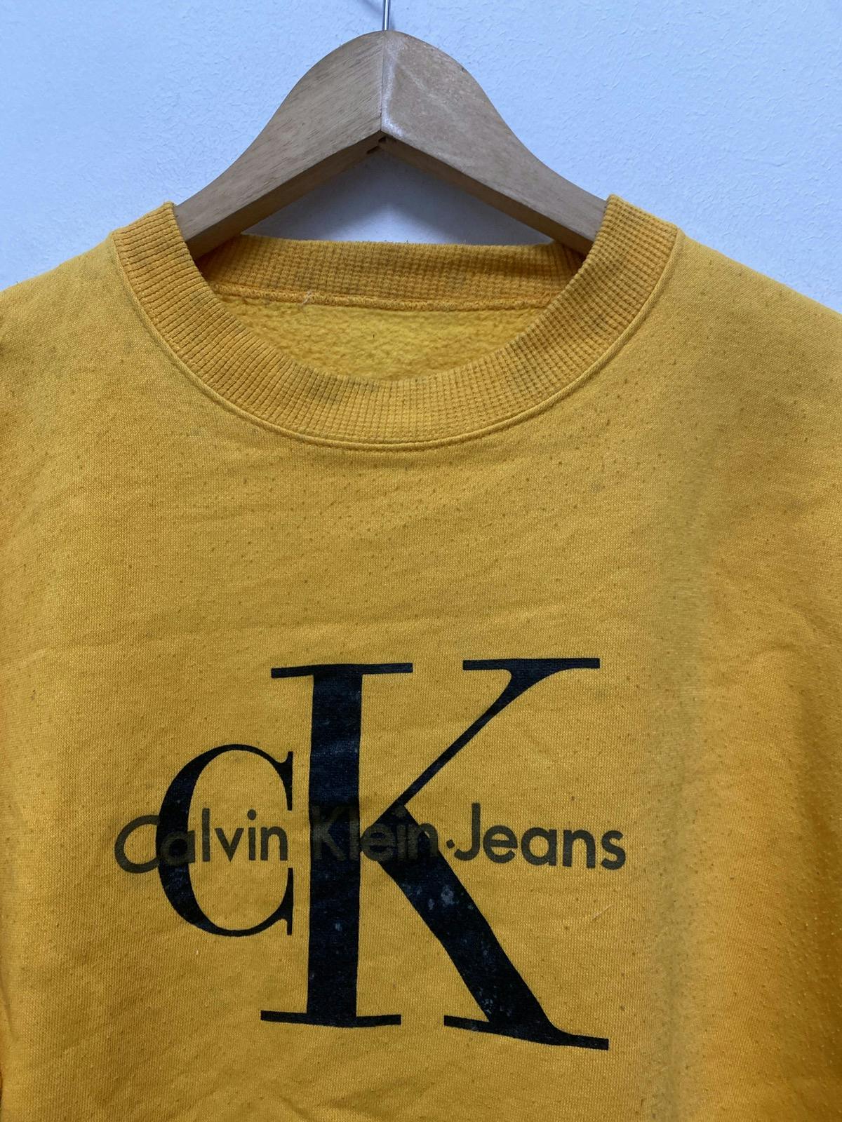 Calvin Klein Jeans Raf Era Big Logo YellowSweatshirt Size L - 2