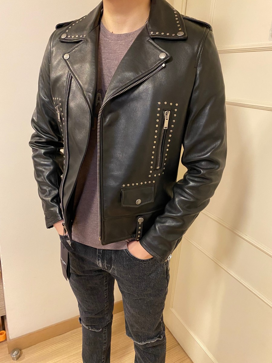 SAINT LAURENT L01 STUDDED LEATHER MOTORCYCLE JACKET IN LAMBSKIN - 7
