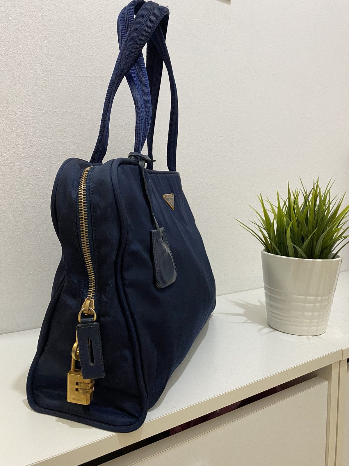 Prada Tessuto Nylon Navy Blue Handbag - 3