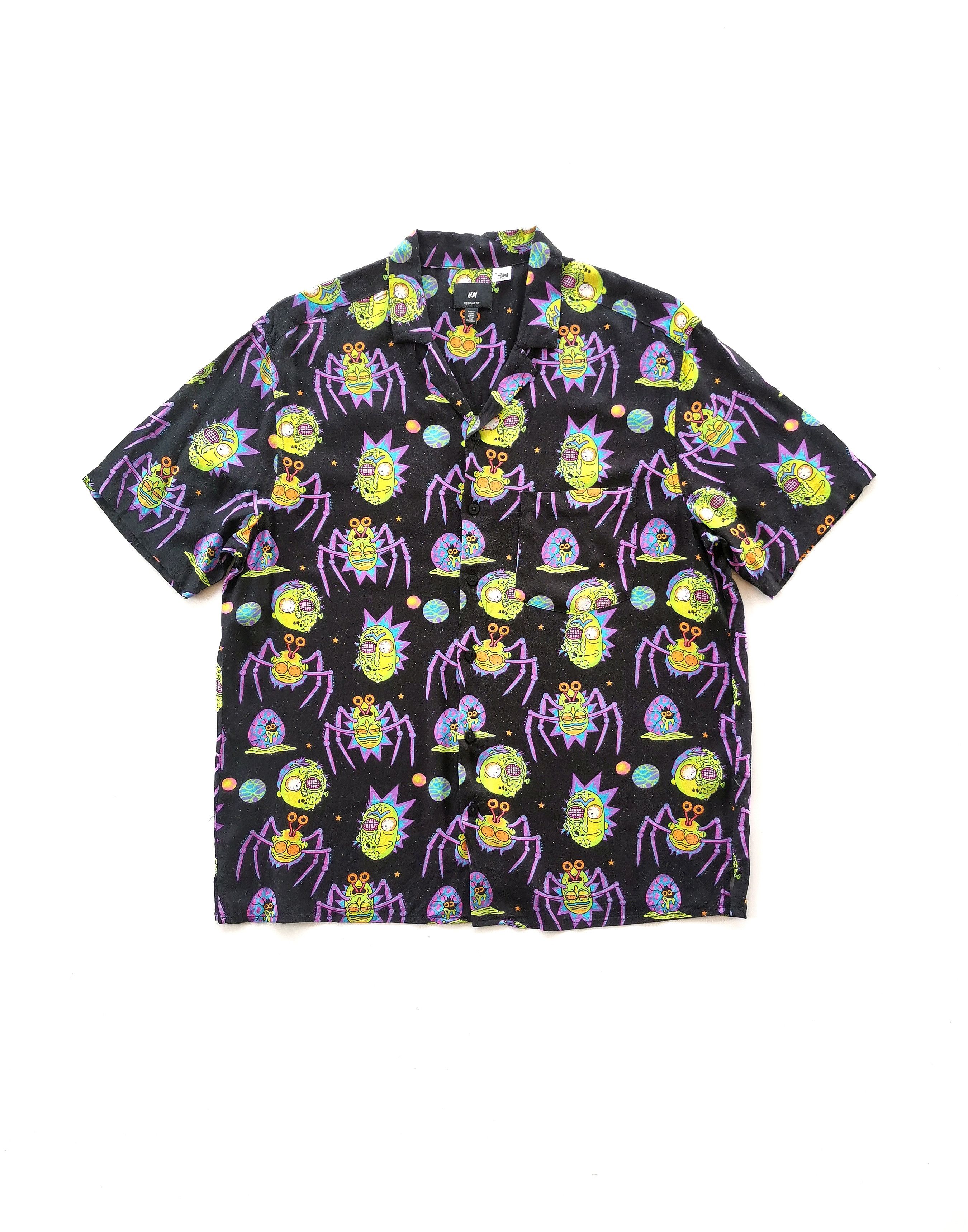 H&M Rick & Morty Hawaiian Open Collar Shirts Cartoon Network - 1