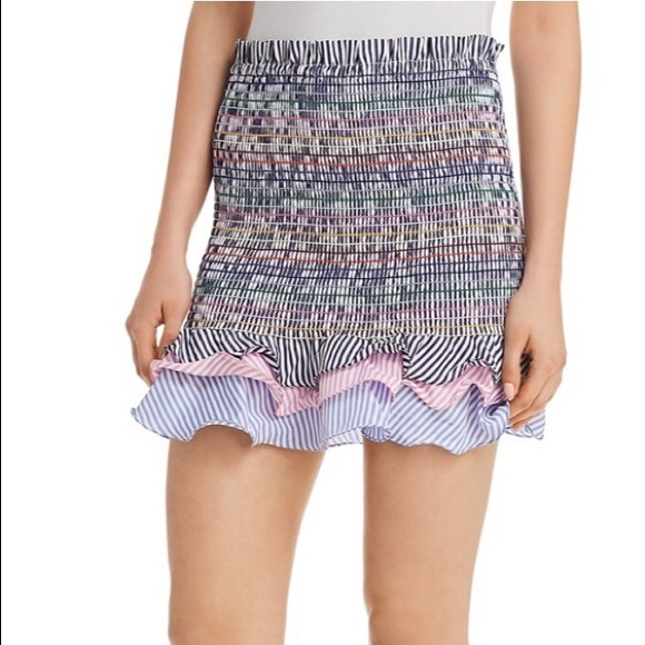 DO+BE - Do + Be Rainbow Smocked Ruffle Bottom Mini Skirt - 5