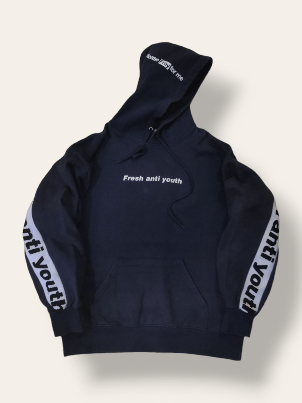 Japanese Brand - FRESH ANTI YOUTH 'Please Pray For Me' Sidetape Hoodie - 1