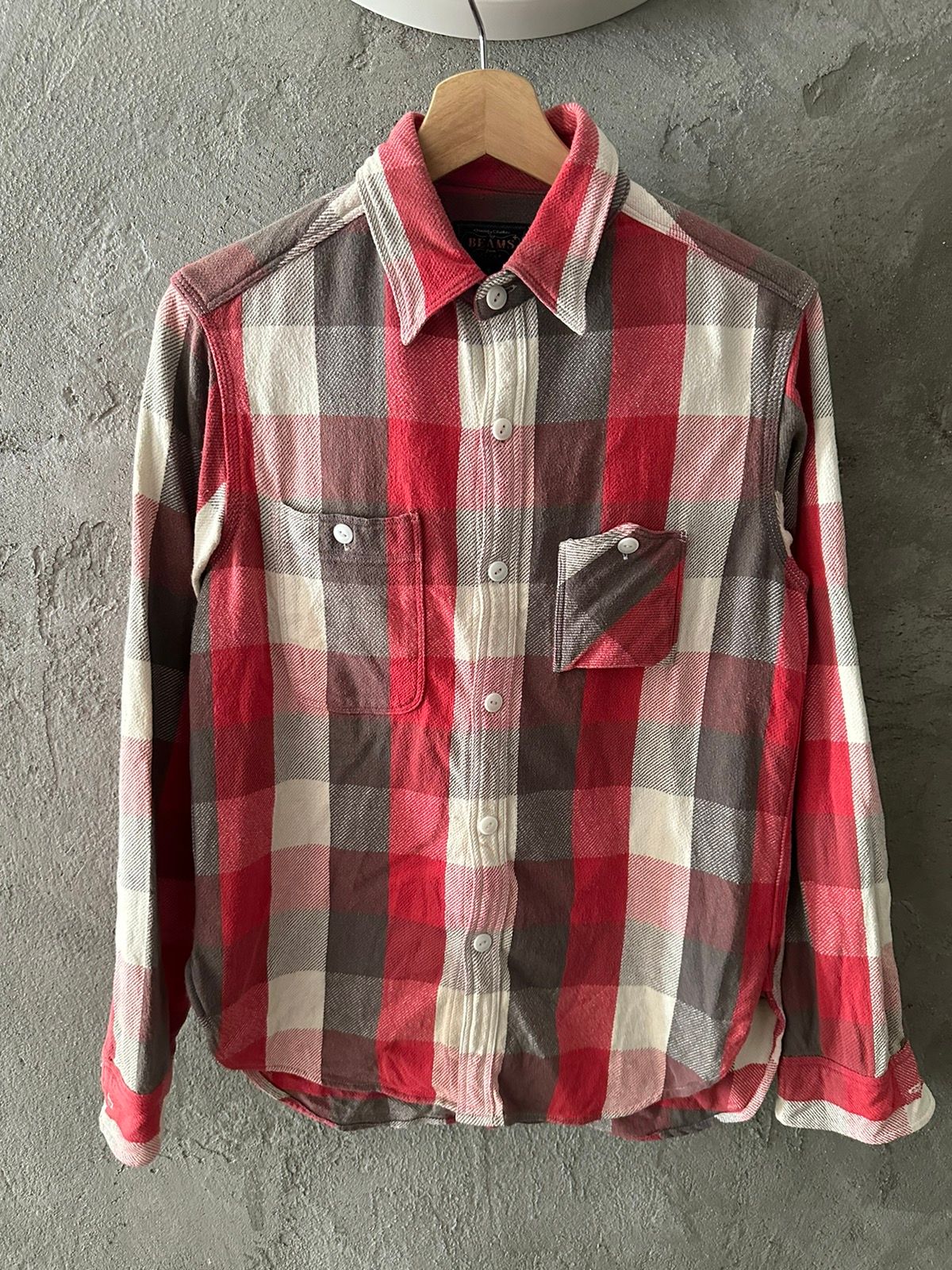 Beams + Japan Heavy Cotton Flip Pocket Collar Plaid Shirt - 11