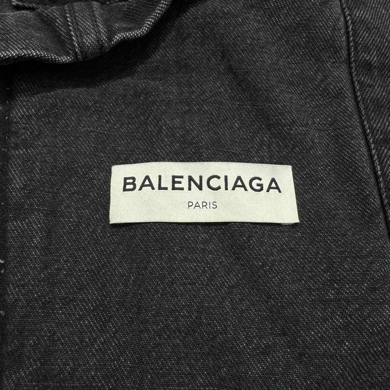 Balenciaga Off-Center Cut Washed Denim Distressed Jacket - 3
