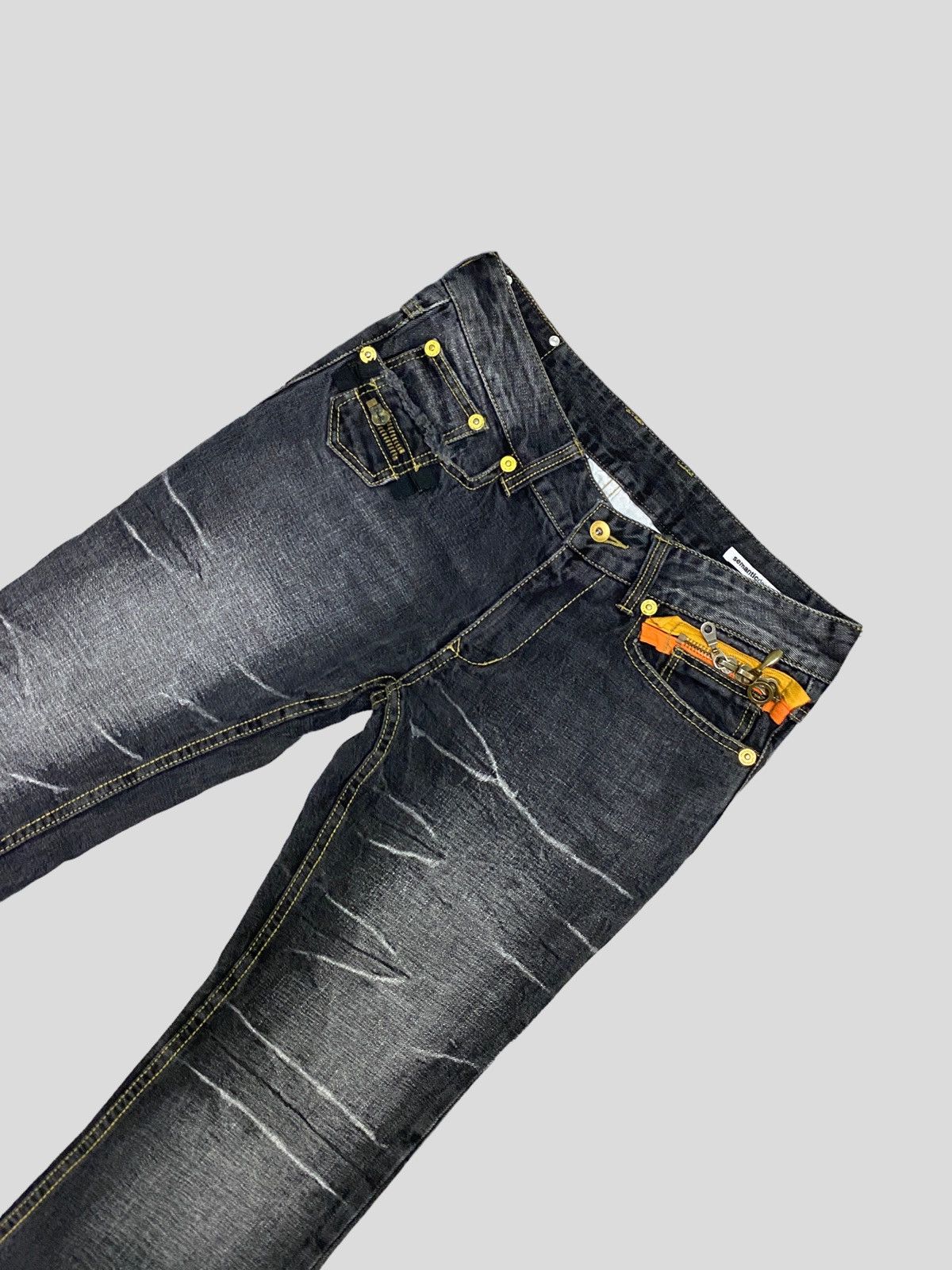 VINTAGE SEMANTIC DESIGN ZIPPER PUNK FLARED DENIM - 3