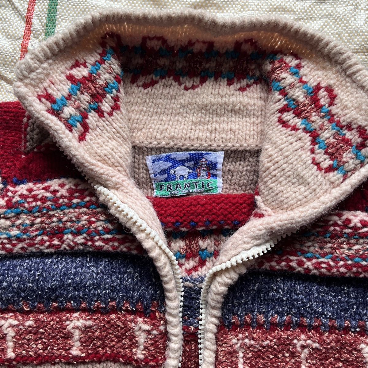 Vintage - Handmade Navajo Frantic Sweater Wool Made In Equador - 12