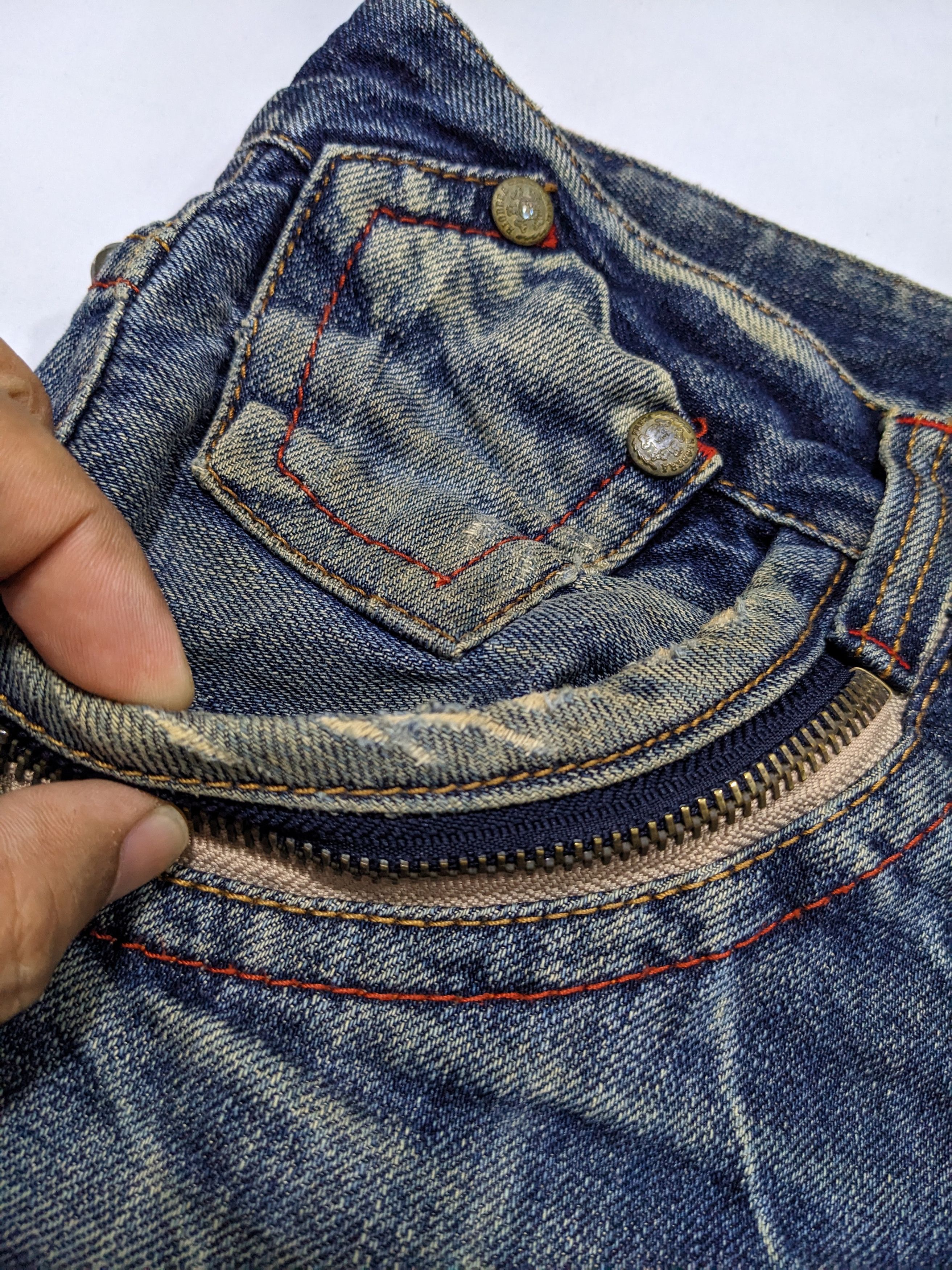 If Six Was Nine - Riobera Studded Zipper Flare Denim Wash Low Rise Jeans - 8