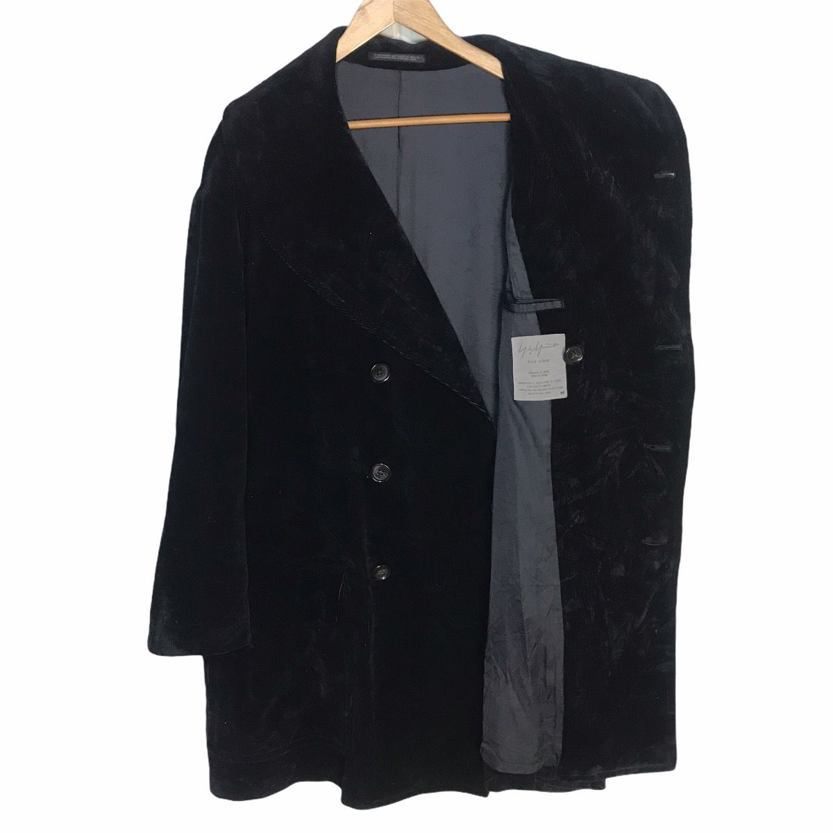 Yohji Yamamoto pour homme oversize black curdoroy coat - 1