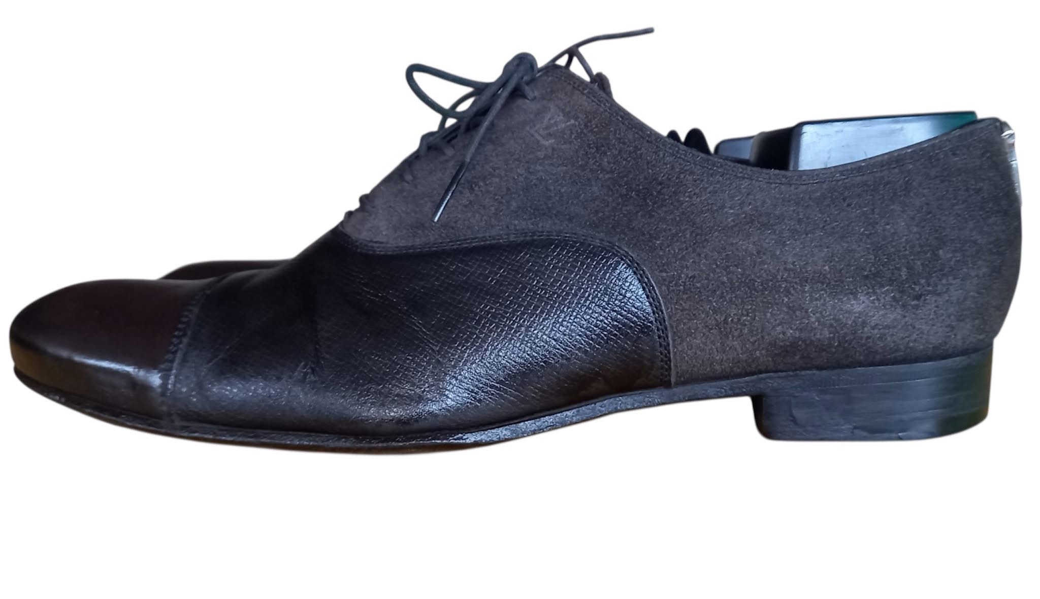 Louis Vuitton Men’s Cap Toe Suede Leather Oxford Shoes - Elegant Formal Wear - 7