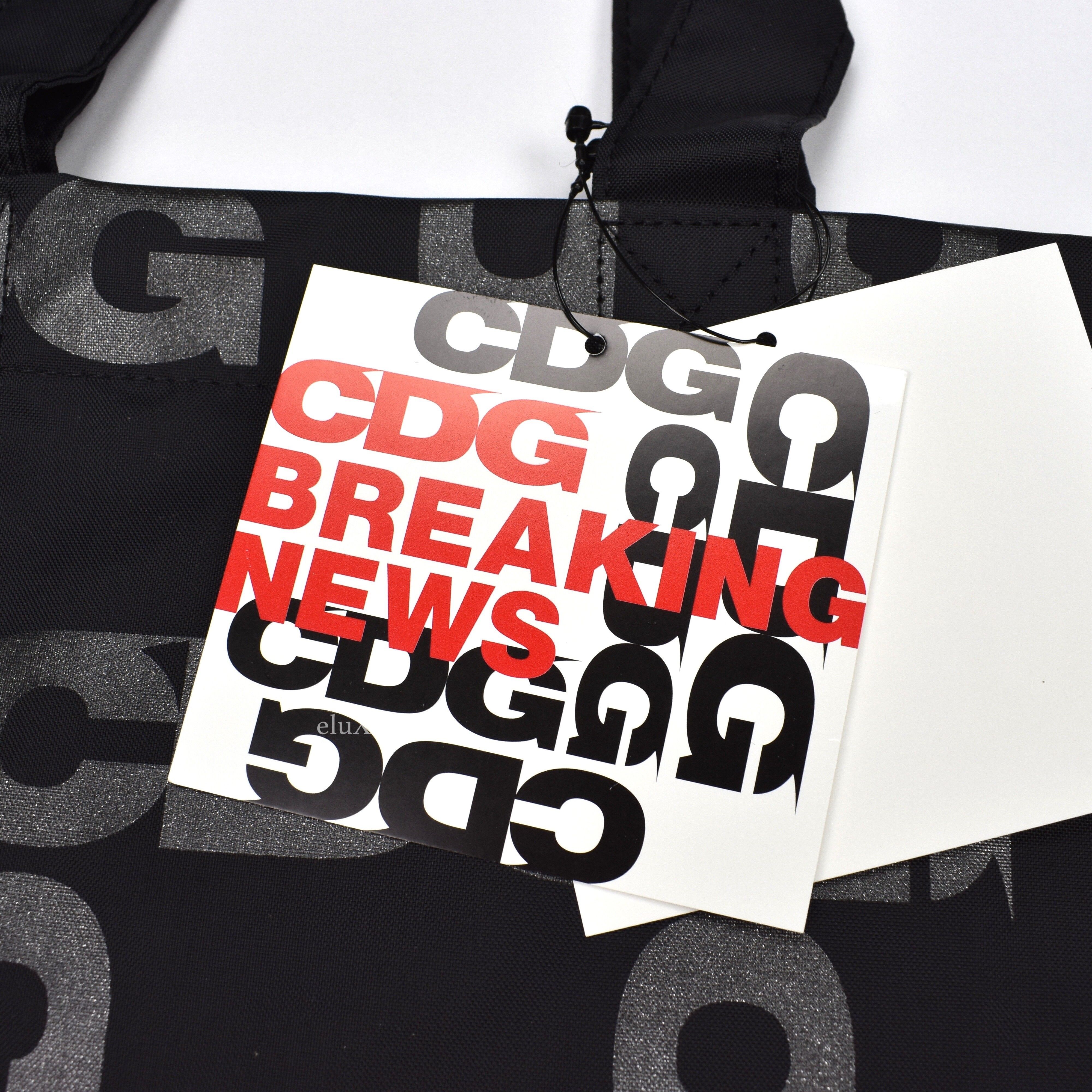 CDG Breaking News Metallic Logo Tote Bag Black - 5