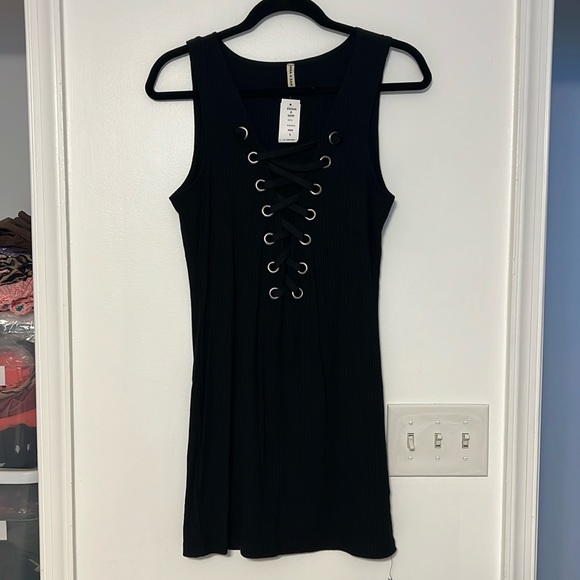 LF Stores Emma & Sam Ribbed Lace Up Grommet Dress - 2