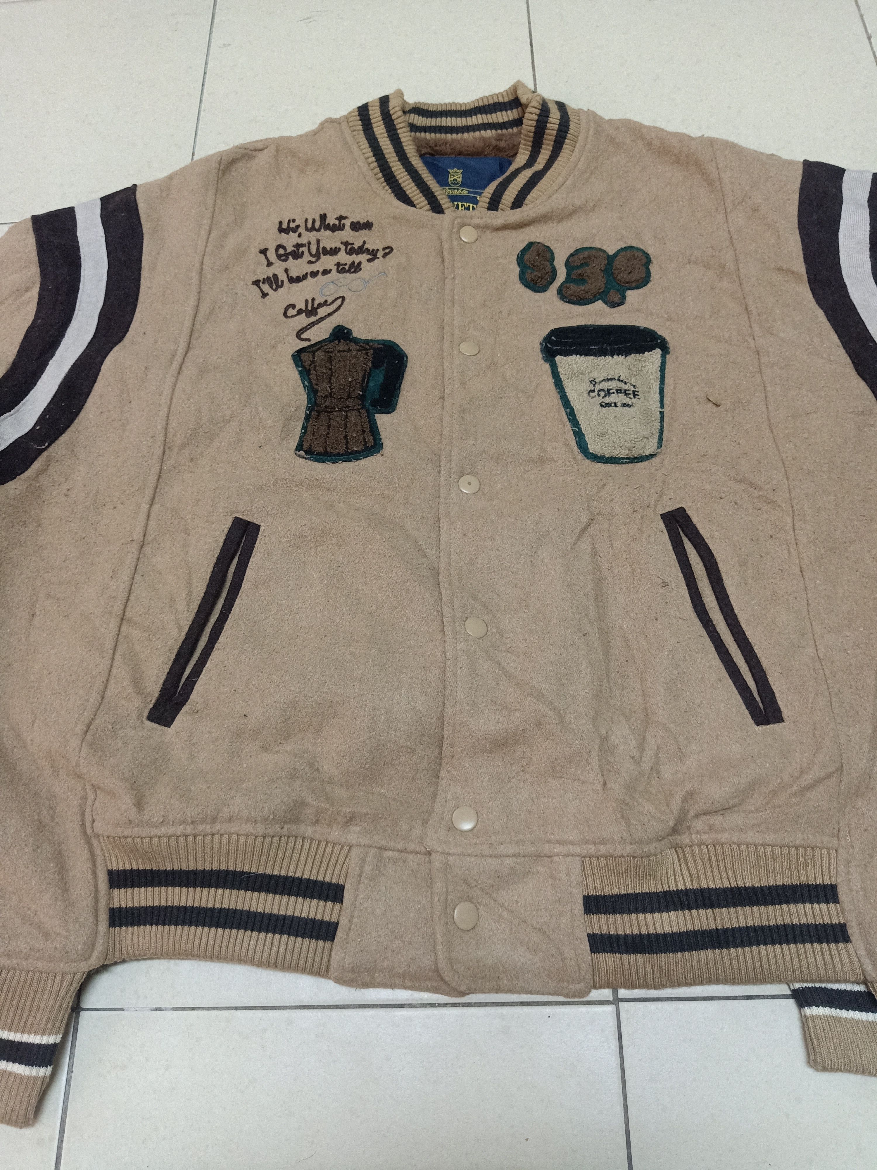 Japanese Brand - Rivet & Surge Coffee Design Varsity Jacket - 4