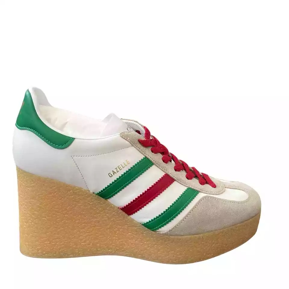 Adidas x Gucci Wedge Gazelle Platform Sneakers in White Leather IT 41| US 11 - 6