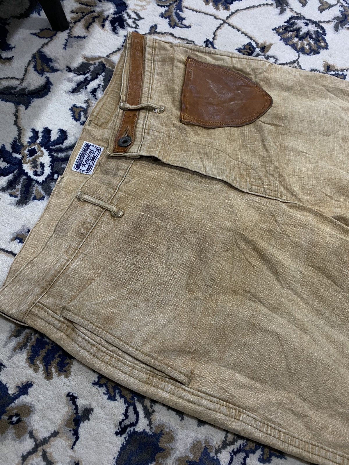 Kapital Kurashiki Leather Patch Pocket Flared Monkey Pants - 8