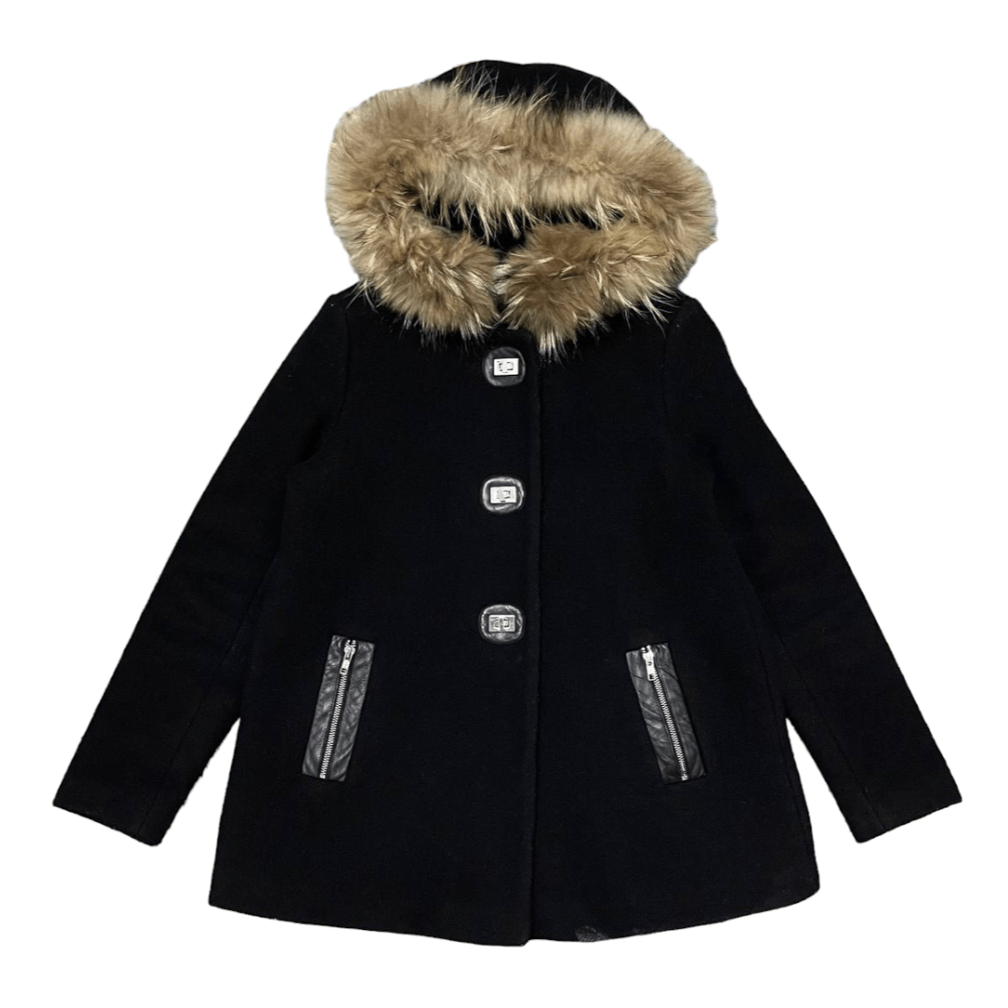 Sandro Paris Fur Wool Hooded Coat - 1