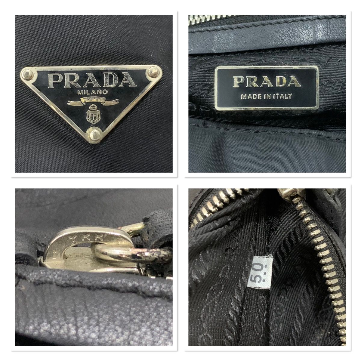 Authentic Black Prada handbag leather and nylon - 13