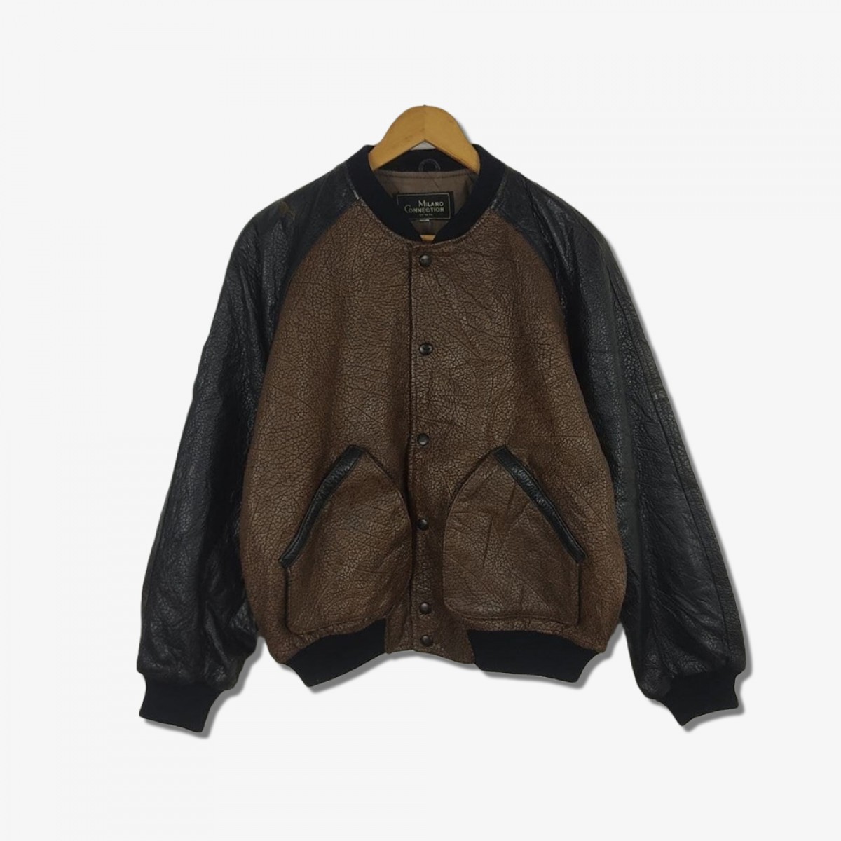 Bomber Jacket - Milano Connection Leather Sheepskin Bomber Varsity Jacket - 1