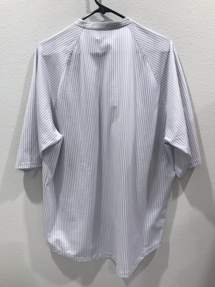 Flistfia - blue white striped band collar shirt - 3