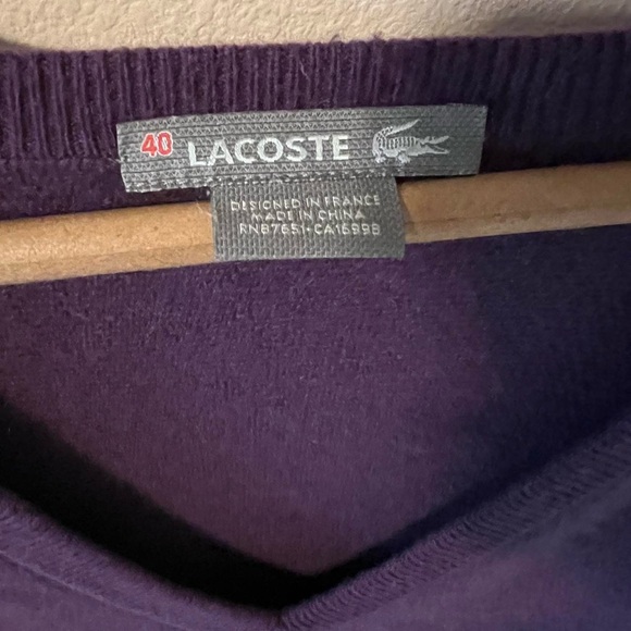 Lacoste cashmere Y2K v neck sweater purple - 4