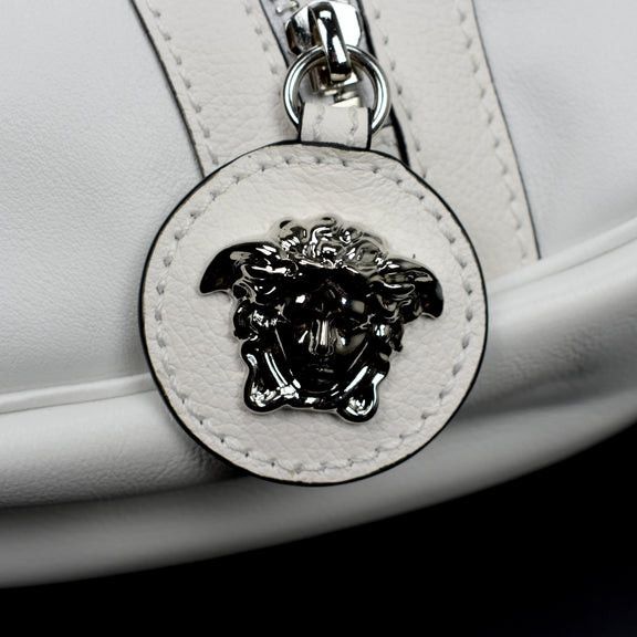 Versace White Leather Medusa Logo Hobo Bag - 4