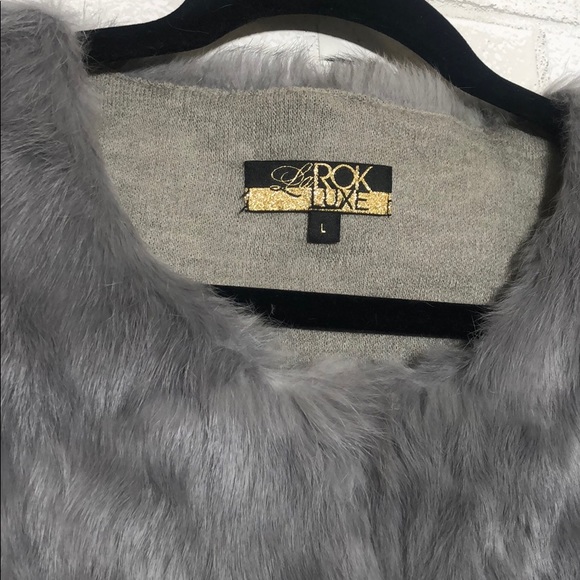 LaRok Luxe Grey Genuine Rabbit Fur Vest - 3