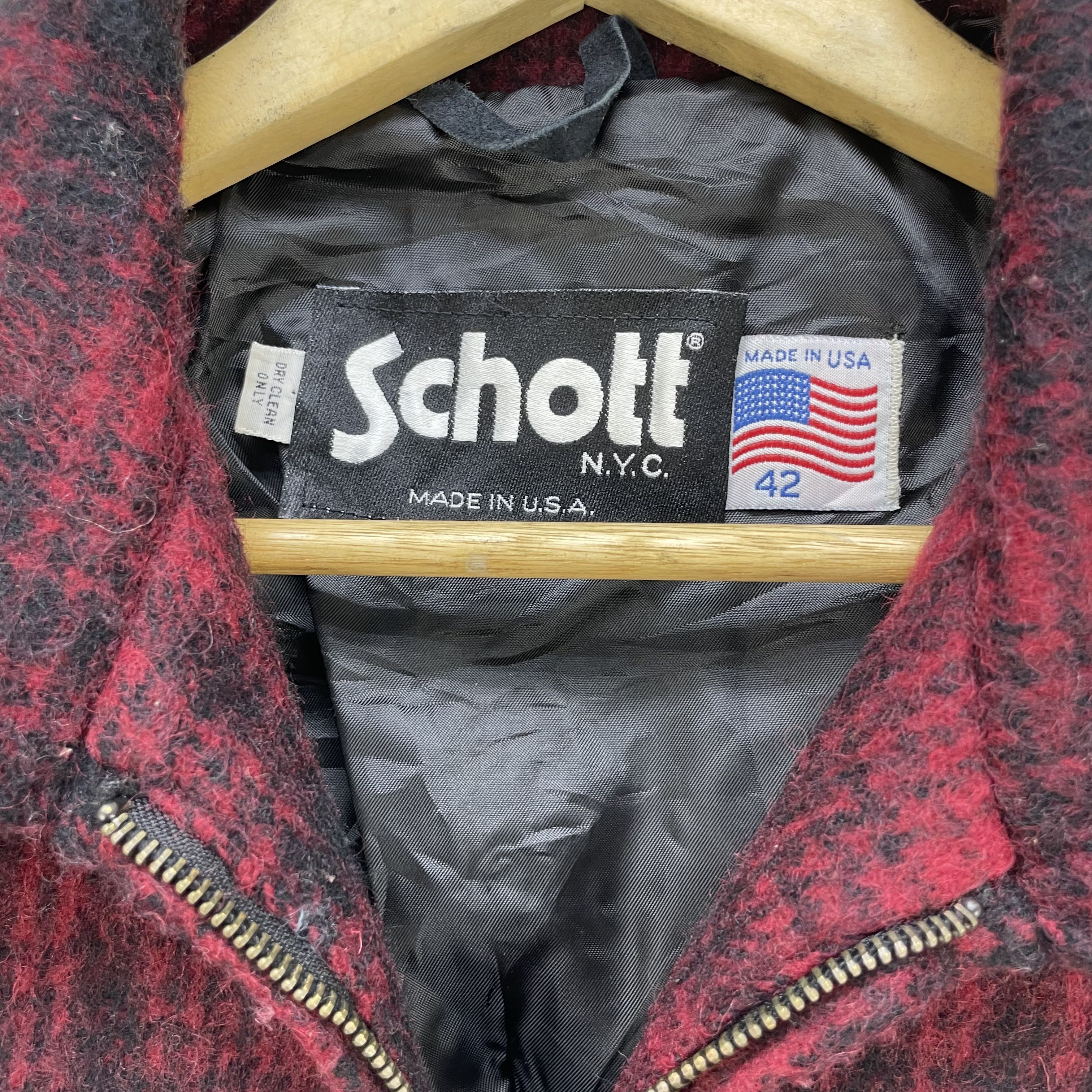 Vintage Schott Crafted With Pride Made In Usa Checked Shadow Plaid Jacket Size 42 - 9