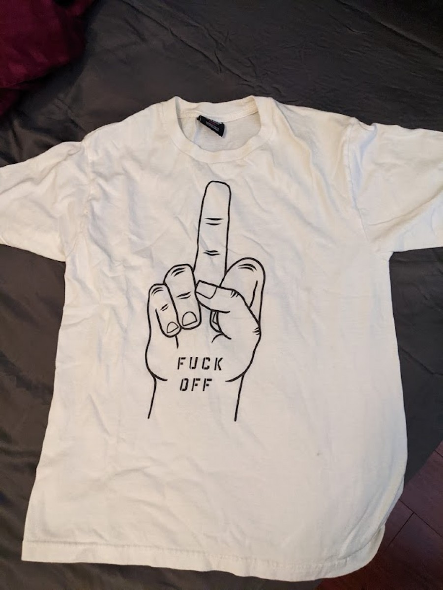 Undefeated - White Middle Finger Shirt - Size S - 1