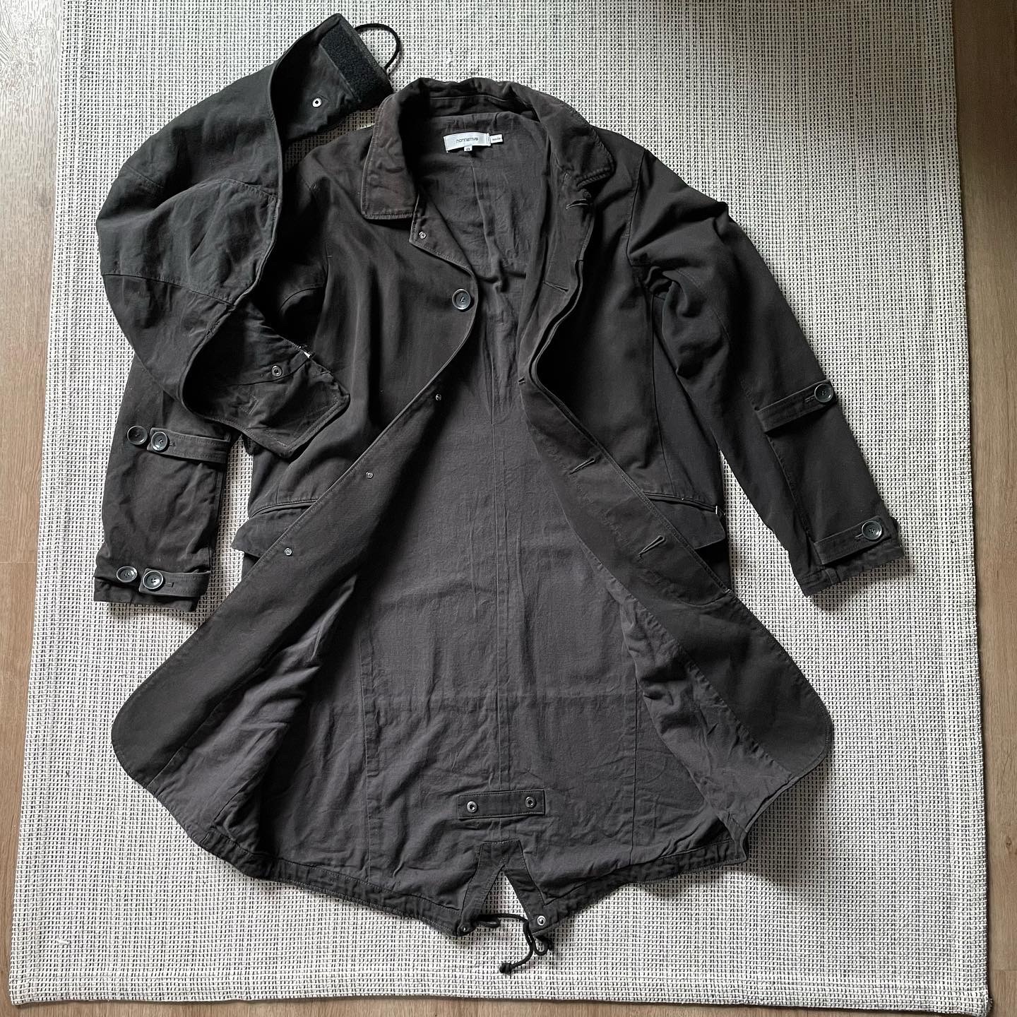 AW11 wanderer coat chino cloth charcoal grey cotton tencel - 2