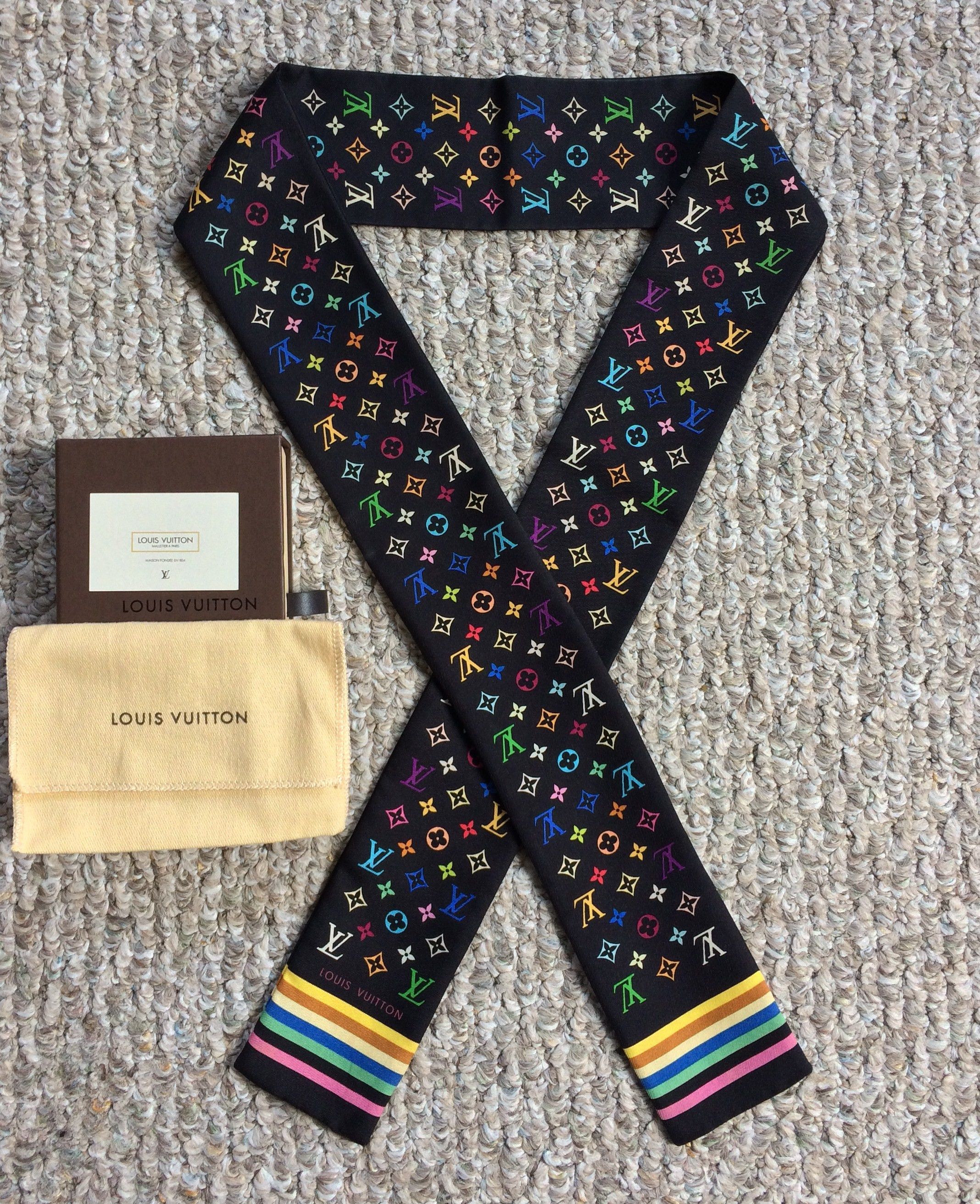 NEW S/S 2003 Vuitton Murakami Multicolor Monogram Scarf - 1