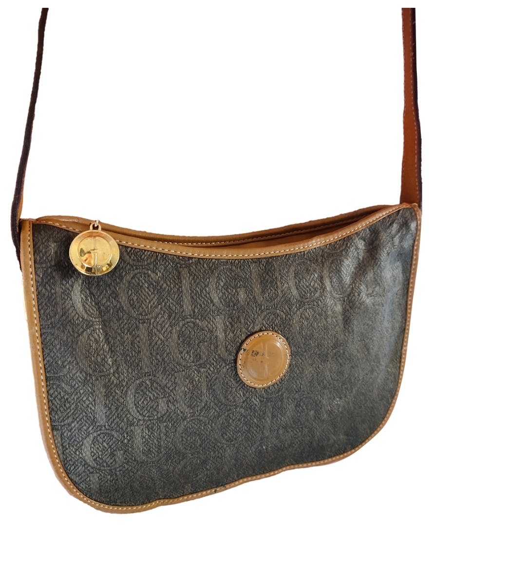 Vintage gucci canvas x leather satchel bag - 1