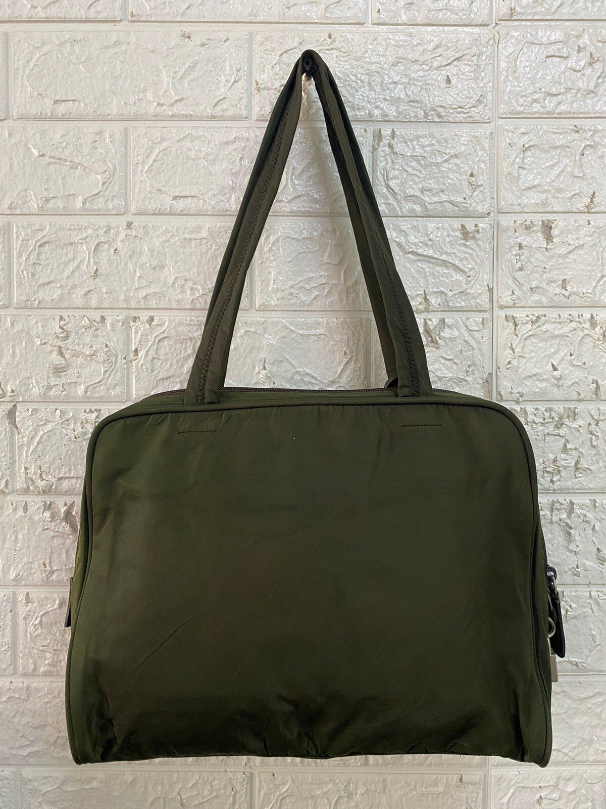 Authentic Vintage Prada Tessuto Nyalon Green Shoulder Bag - 2