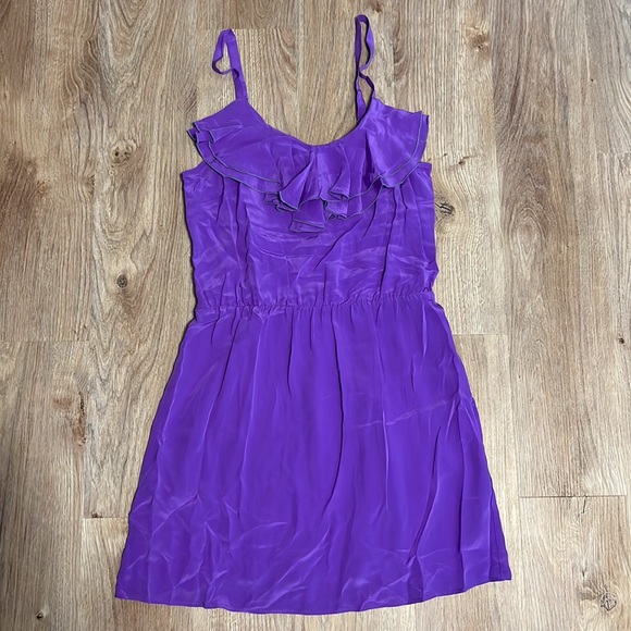 Amanda Uprichard Silk Ruffle Bright Purple Mini Dress - 6