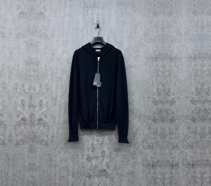 DIOR Pure Cashmere Zip-Up Hoodie with Topstitching - 1