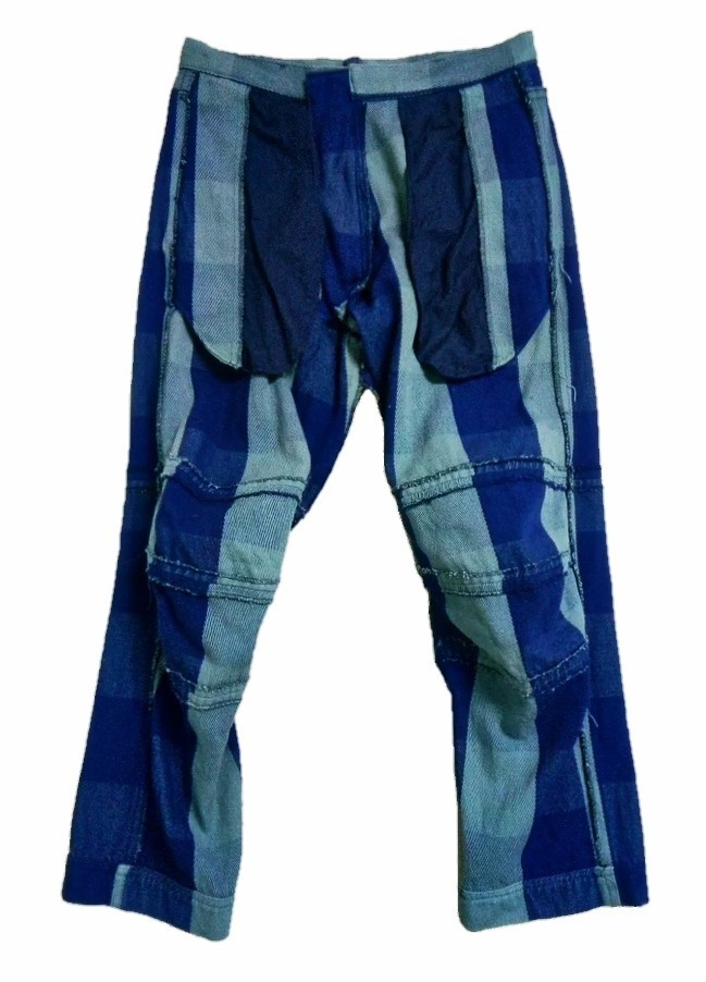 Japanese Brand - Milkboy cropped denim check plaid split pants Japan - 5