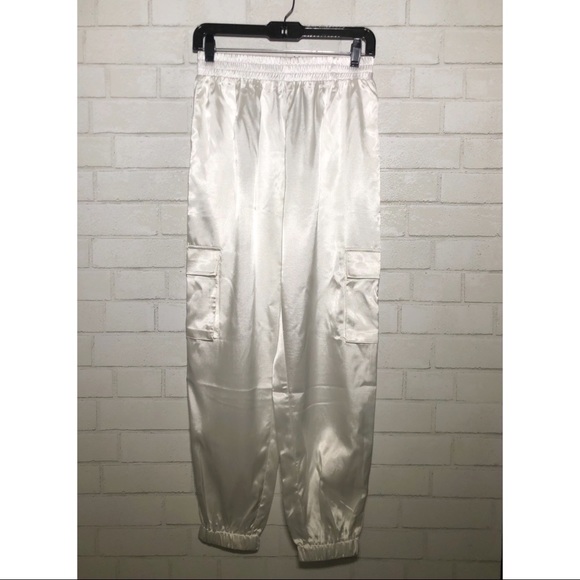 LF White Satin Cargo Pants (Carmar) - 4