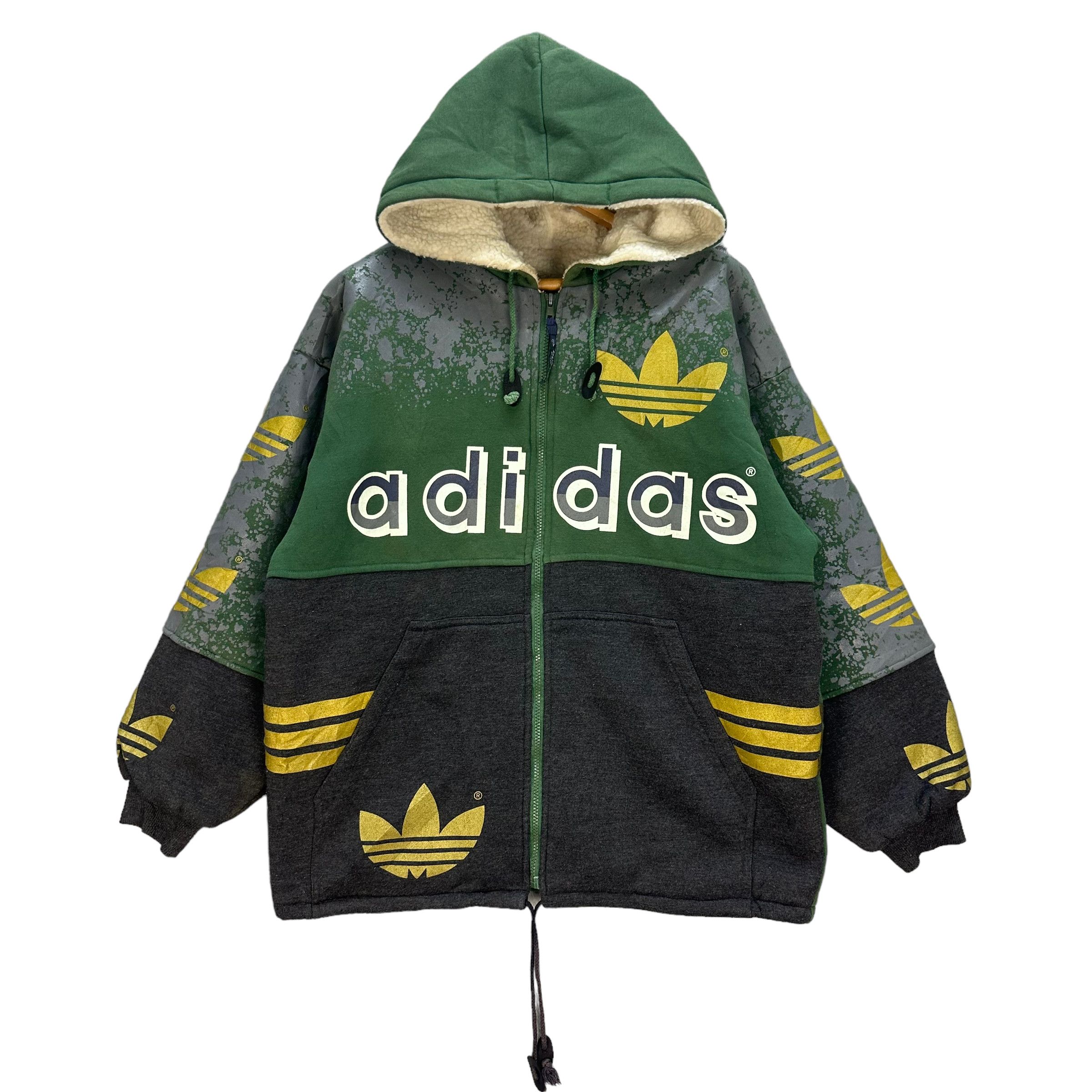 90's ADIDAS TREFOIL BIG LOGO SHERPA HOODIES #8199-212 - 1