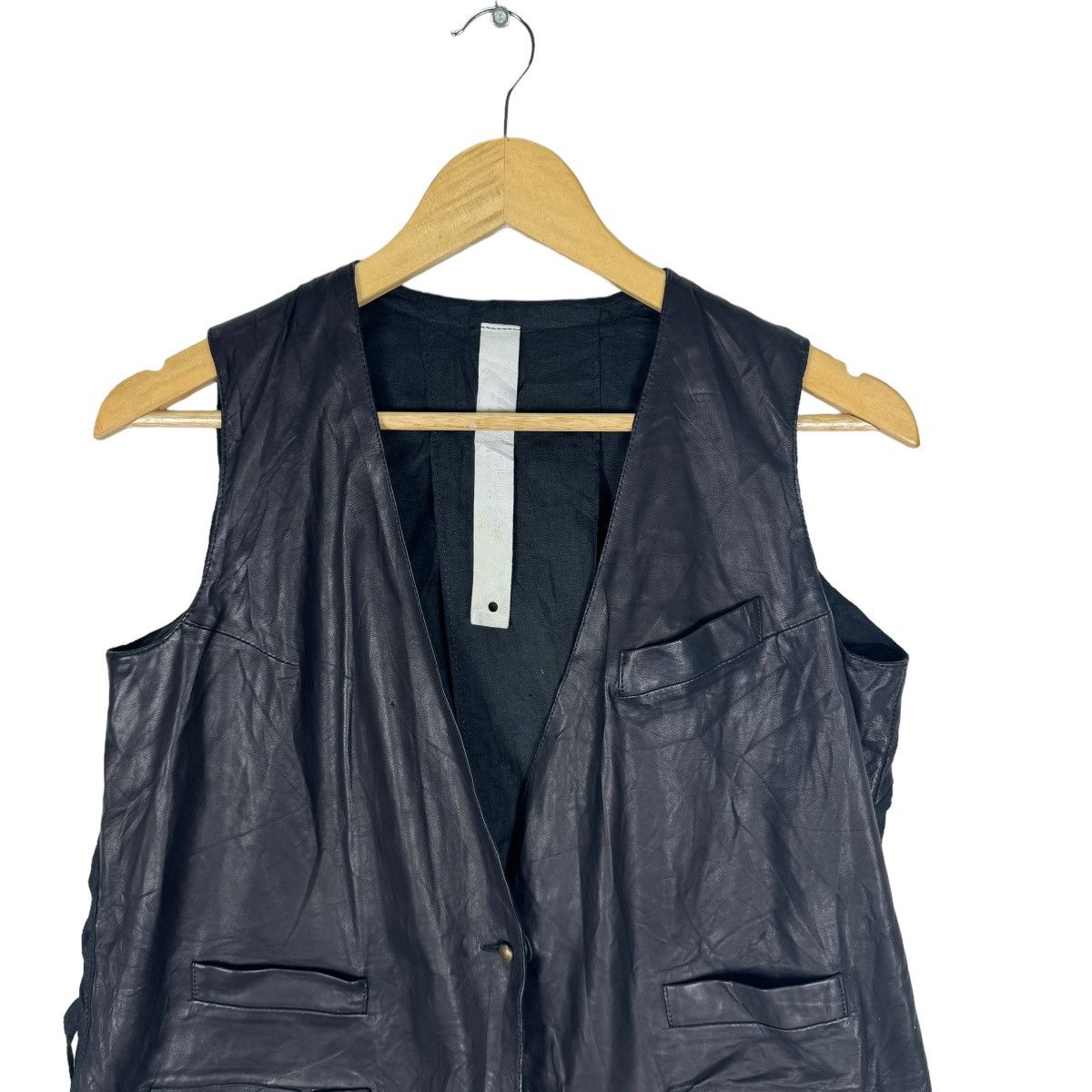 🔥ISAAC SELLAM EXPERIENCE LAMBSKIN BLACK VEST - 5