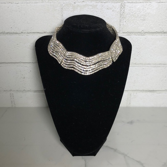 Rhinestone Choker Necklace Formal Costume Jewelry - 1