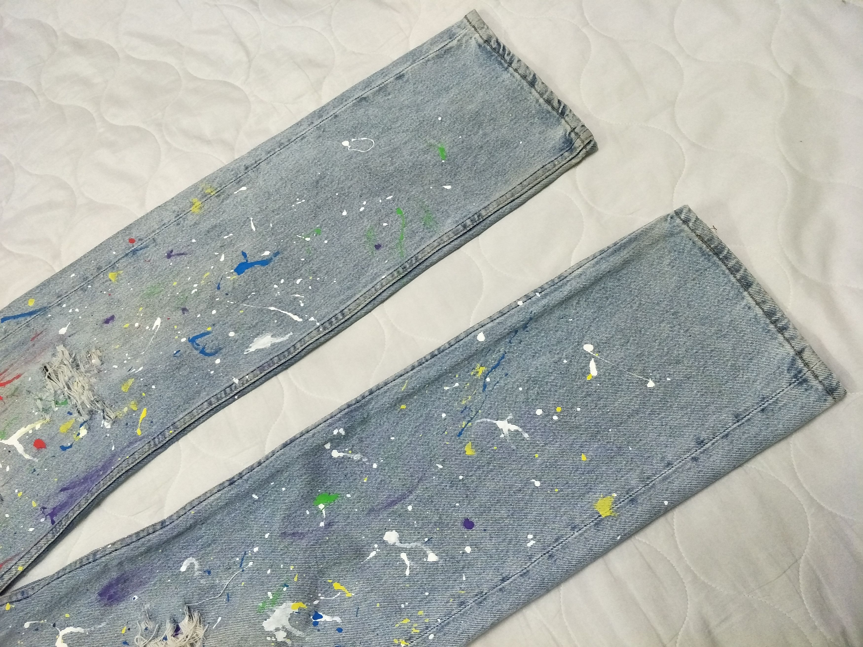 Vintage Levi's 501 Custom Splatter Distress Denim - 3